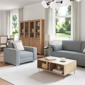 Set divano 3 pezzi con cuscini grigi chiari