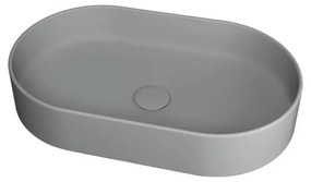 Lavabo da appoggio ovale in ceramica L 60 x P 20 x H 14 cm grigio