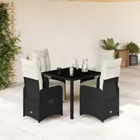 Set Bistr da Giardino 5 pz con Cuscini in Polyrattan Nero 3277136