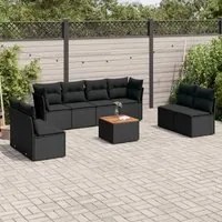 Set Divani da Giardino 9 pz con Cuscini Nero in Polyrattancod mxl 89127