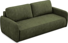 Divano verde allungabile/con contenitore con rivestimento in ciniglia 218 cm Lilo – Makamii