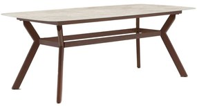 Tavolo da pranzo per giardino Retro NATERIAL in alluminio con piano in vetro beige per 6 persone 100x200cm