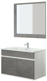 Composizione Bagno Sospesa 90 cm in Legno con 2 Ante Colore Cemento