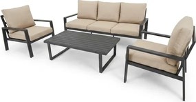 Set Salotto In Alluminio 5 Posti Con Cuscini e Tavolino Bally Antracite