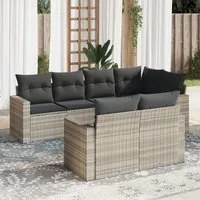 Set Divani da Giardino 7pz con Cuscini Grigio Chiaro Polyrattan 3251549