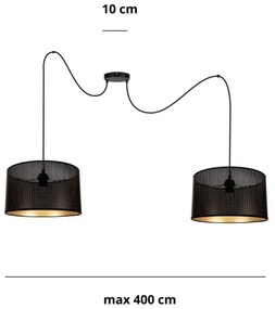 Lampadario a sospensione con filo ALDO 2xE27/60W/230V ragno nero