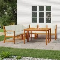 Set da Pranzo Giardino 7pz con Cuscini Legno Massello di Acacia 3154970