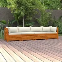 Divano da Giardino a 4 Posti e Cuscini Legno Massello di Acacia 3087289