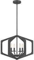 Lampadario Industrial Nordico Vanguard Acciaio Nero Antico 4 Luci E14