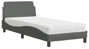 Letto con materasso grigio scuro 80x200 cm in tessuto