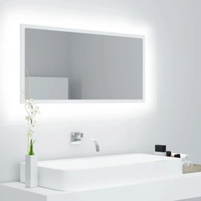 Specchio Da Bagno Con Led Bianco 90x8,5x37 Cm İn Acrilico /
