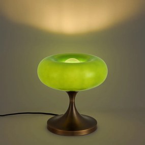 Lampada da tavolo retrò bronzo scuro con paralume in vetro verde 31 cm - Glaze