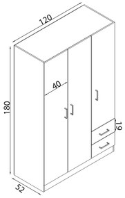 MERIN - armadio di design con 3 ante 2 cassetti