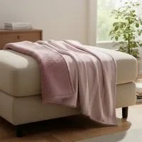 Plaid stampato righe malva jaquard 127x152cm