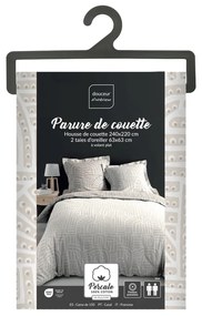 Set copripiumino e federa bianco/beige in percalle di cotone per letto matrimoniale ed esteso 240x220 cm Eliot – douceur d'intérieur