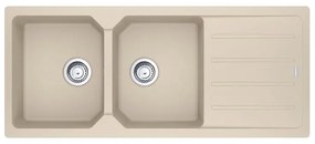 Lavello sopratop 2 vasche con gocciolatoio laterale destro o sinistro FRANKE City fragranite L 50 x L 116 cm avena