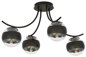 Plafoniera Moderna Coeo Acciaio Nero 4 Luci E14 Ip20