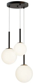 Maytoni Lampada a sospensione moderna in metallo con 3 pendenti in vetro rotondi Basic Form - 40W NERO