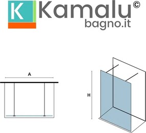 Kamalu - Parete doccia walkin con staffe bianche 110cm vetro trasparente KW3000B