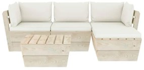 Set Divani da Giardino su Pallet 5 pz con Cuscini Legno Abete