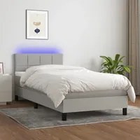 Letto a Molle Materasso e LED Grigio Chiaro 100x200 cm Tessutocod mxl 122703