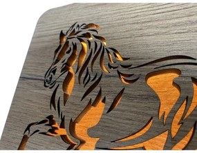 Li-Go 4070/DUB2 - Lampada da tavolo decorativa a LED, 12W/230V, 19x19 cm, rovere/motivo cavallo