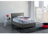 Letto piazza e mezza Chicca, Letto contenitore con rivestimento in tessuto, Made in Italy, Apertura frontale, con materasso cm 120x200 incluso, Grigio