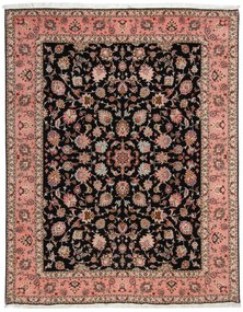 Tabriz Tappeto 260x210 Nero (Iran) Annodato A Mano