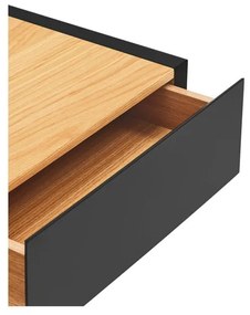 Comodino nero con piano effetto rovere da parete Arista – Teulat