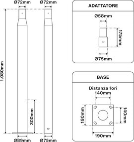 Palo Componibile 3 Metri per Armature stradali e Lampioni