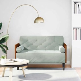 Divano Divanetto Con Cuscini Bolster Grigio Chiaro 110 Cm /