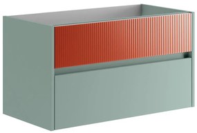 Mobile da bagno sotto lavabo Niwa verde laccato opaco L 89.5 x H 50 x P 45.5 cm 2 cassetti, lavabo non incluso