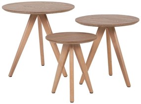 Set di 3 tavolini legno marrone VEGAS Beliani