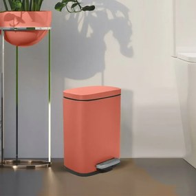 Set pattumiera 5lt a pedale e portascopino in acciaio color terracotta opaco Axin