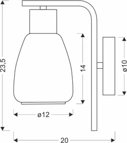 Applique MOLDO 1xE27/40W/230V nero/limpido