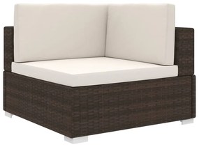 Poltrona Modulare ad Angolo 1 pz con Cuscini Polyrattan Marrone