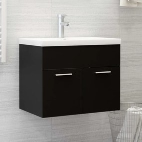 Mobile Bagno Con Lavabo Integrato Nero İn Truciolato /
