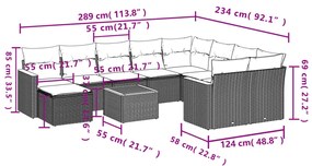 Set Divani da Giardino 11 pz con Cuscini in Polyrattan Nero