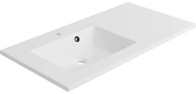 Lavabo integrale a incasso a sinistra rettangolare Neo L 91 x H 11.2 x P 48.5 cm in resina bianco