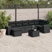 Set Divani da Giardino con Cuscini 8 pz Nero in Polyrattan 3222884