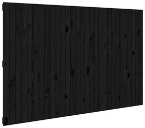 Testiera da Parete Nera 185x3x110 cm in Legno Massello di Pino