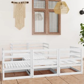 Set divani da giardino 6 pz bianco in legno massello di pino