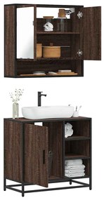 Set Mobili Da Bagno 2 Pz Rovere Marrone İn Legno Multistrato /