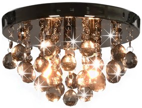 Lampadario Con Perle Fumé Tondo Nero G9 /