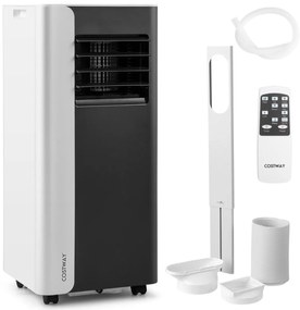 Costway Raffreddatore 3 in 1 con ventilatore e deumidificatore per stanze fino a 28㎡, Condizionatore portatile 7000 BTU Nero