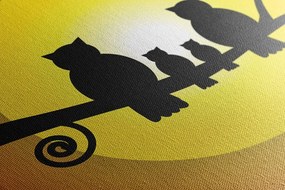 Stampa su tela – Famiglia di gufi sul ramo di un albero