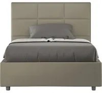 Letto matrimoniale francese contenitore imbottito 140x190 similpelle cappuccino Mika