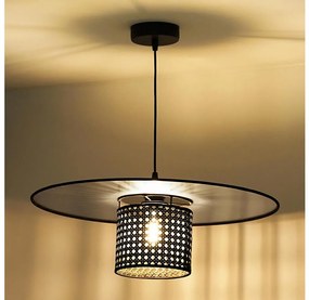 Duolla - Lampadario a sospensione con filo TOKYO RATTAN 1xE27/15W/230V diametro 50 cm nero/argento