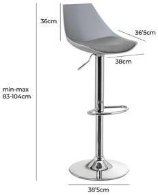 Sgabelli da bar grigi ad altezza regolabile in similpelle in set di 2 (altezza seduta 56,5 cm) - Casa Selección