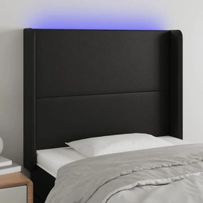 Testiera A Led Nera 103x16x118/128 Cm İn Similpelle /